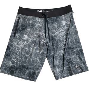 Pelagic Hydro Lite Pro Hex Boardshorts Size 36 Black Gray Excellent